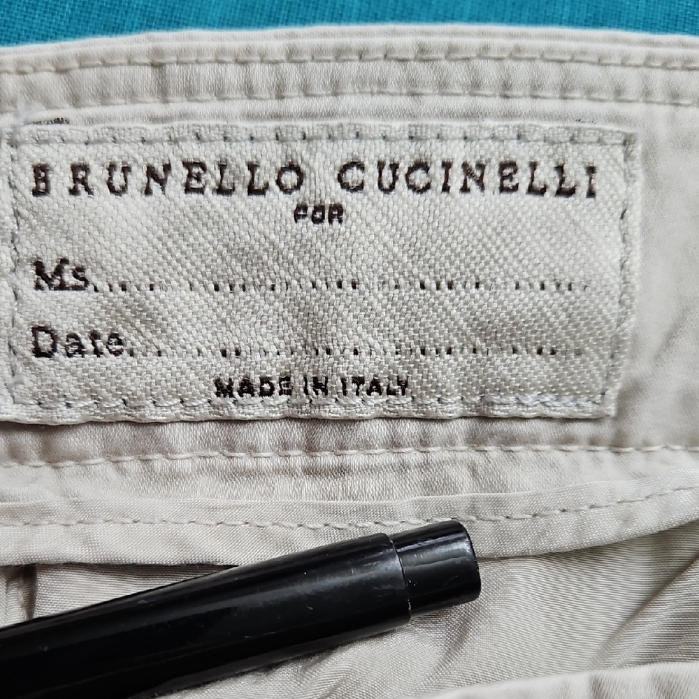 Brunello Cucinelli Women's Beige Tapered Straight Leg Pleated Pants 42 US 6 - Picture 3 of 15